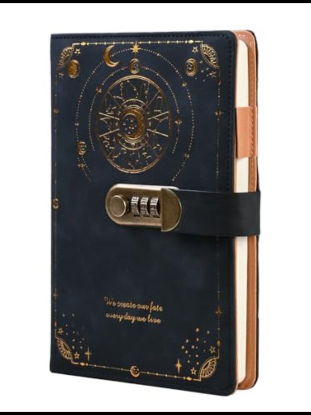 A5 Vintage Diary with Lock PU Leather Journal Notebook Pen Holder Card Slots